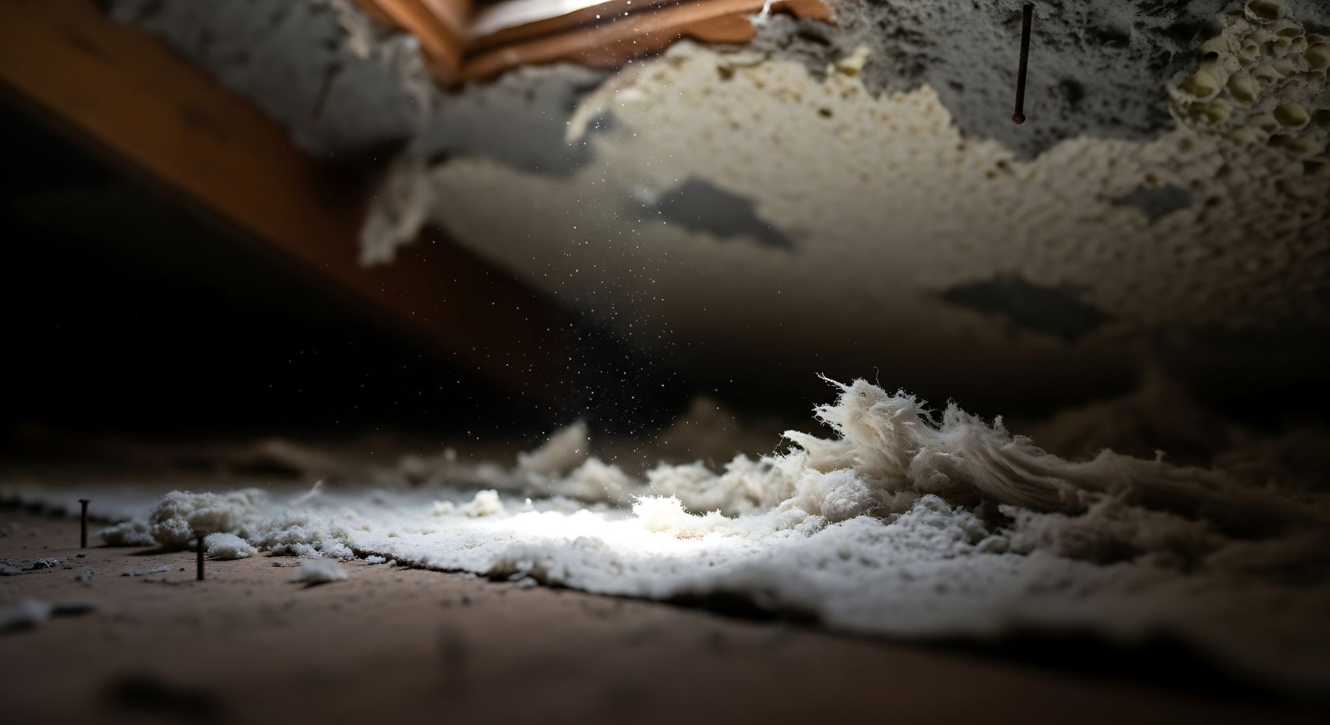 Certified asbestos inspector collecting chip sample from ceiling in St. Louis property.