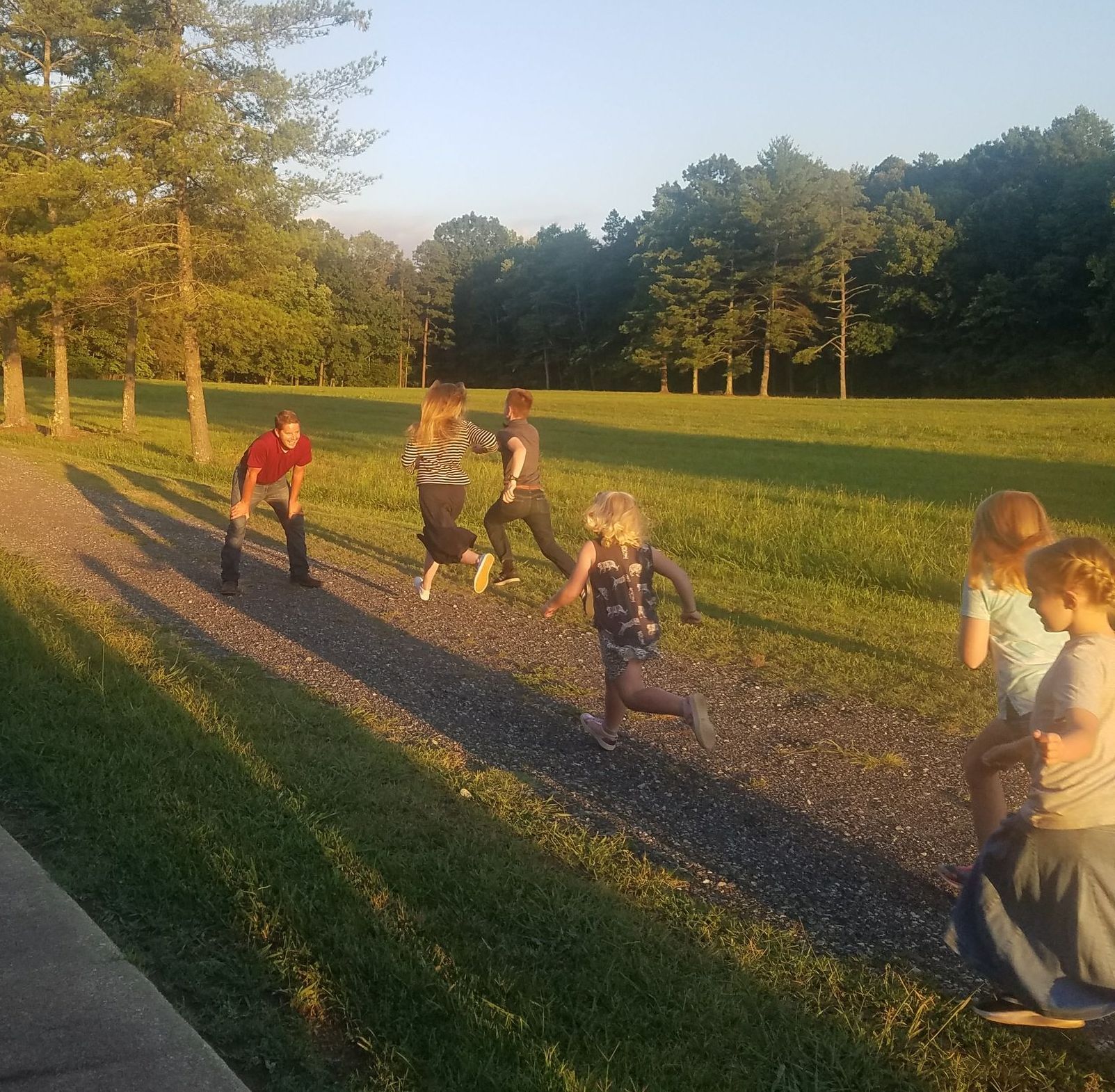 Kids playing and running.