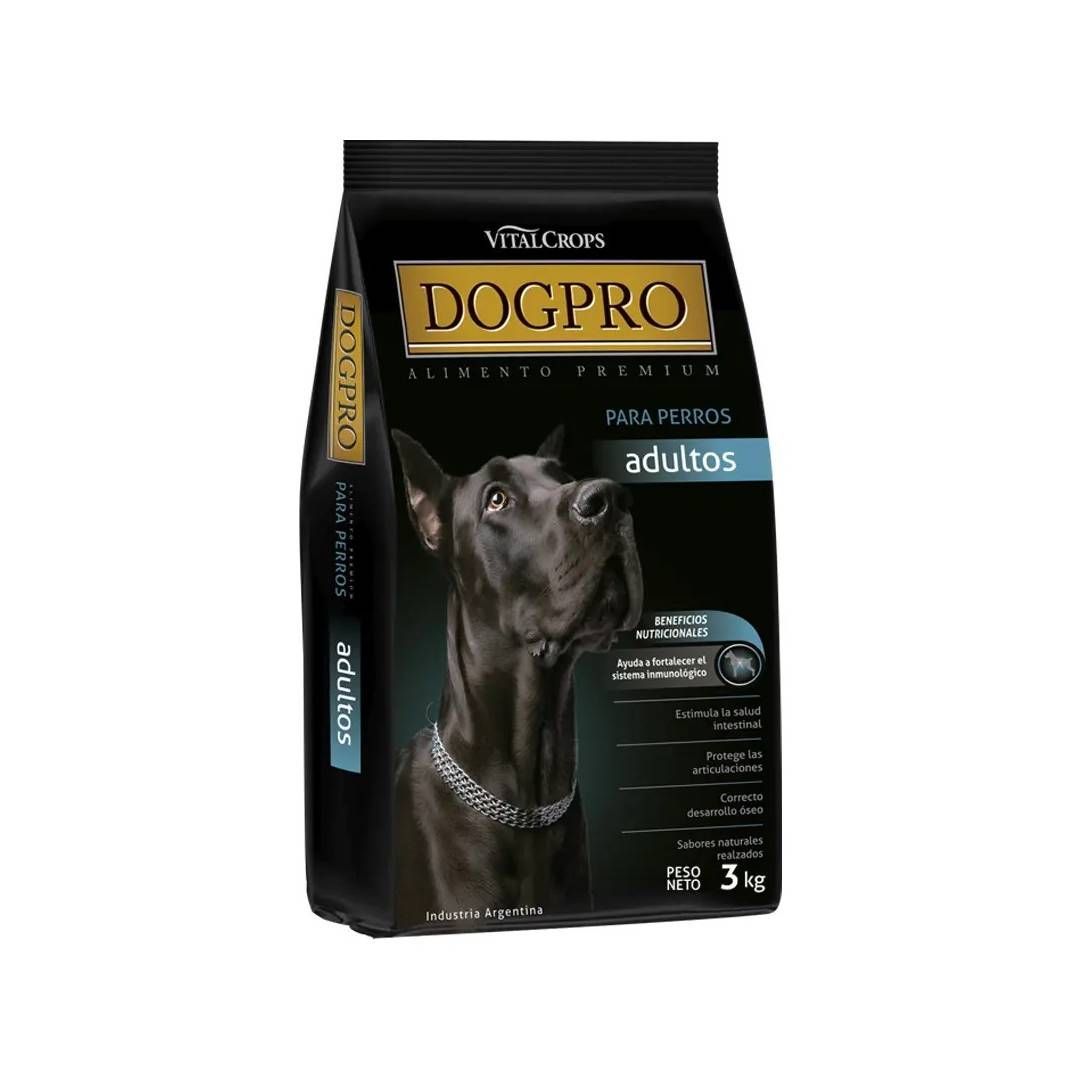 Bolsa de comida para perros adultos Black DogPro con la foto de un perro en la parte delantera.