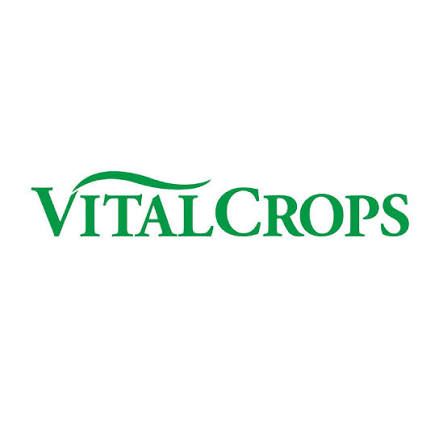 Logotipo de VitalCrops en texto verde sobre fondo blanco