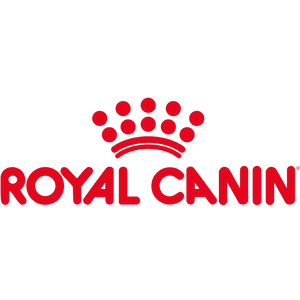 Logotipo rojo de Royal Canin con icono de corona sobre fondo blanco