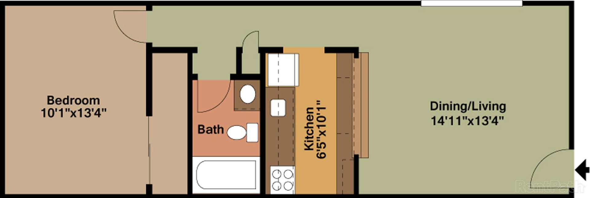 1 BED, 1 BATH WITH OUTSIDE ENTRY Floor plan