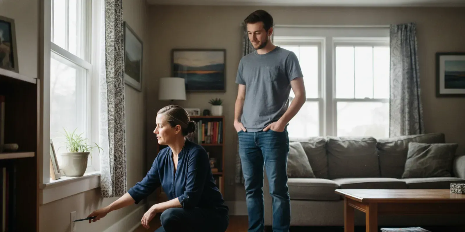 Property manager checking an apartment interior during an inspection