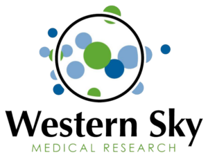 Logo for Western Sky Medical Research featuring a black circle filled with overlapping green and blue circles.