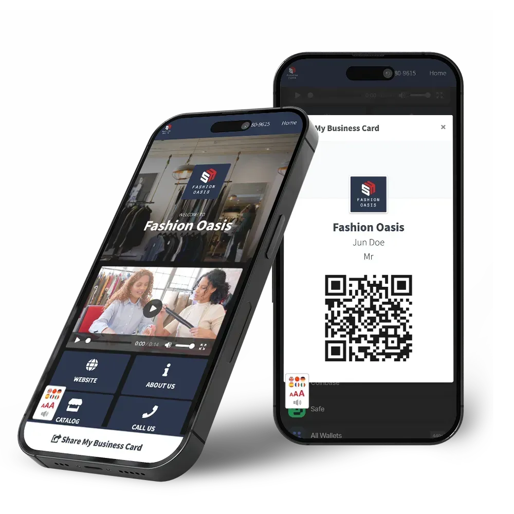 Two smartphones displaying