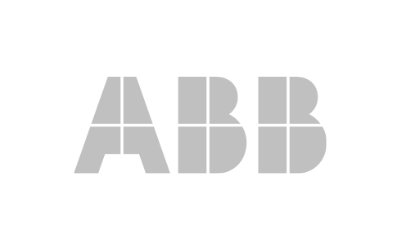 Gray ABB logo on a white background