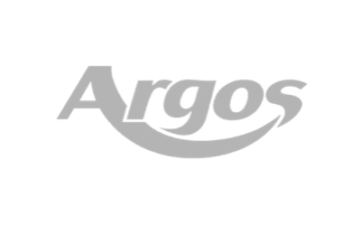 Gray Argos logo on a white background