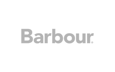Barbour logo in light gray on a white background