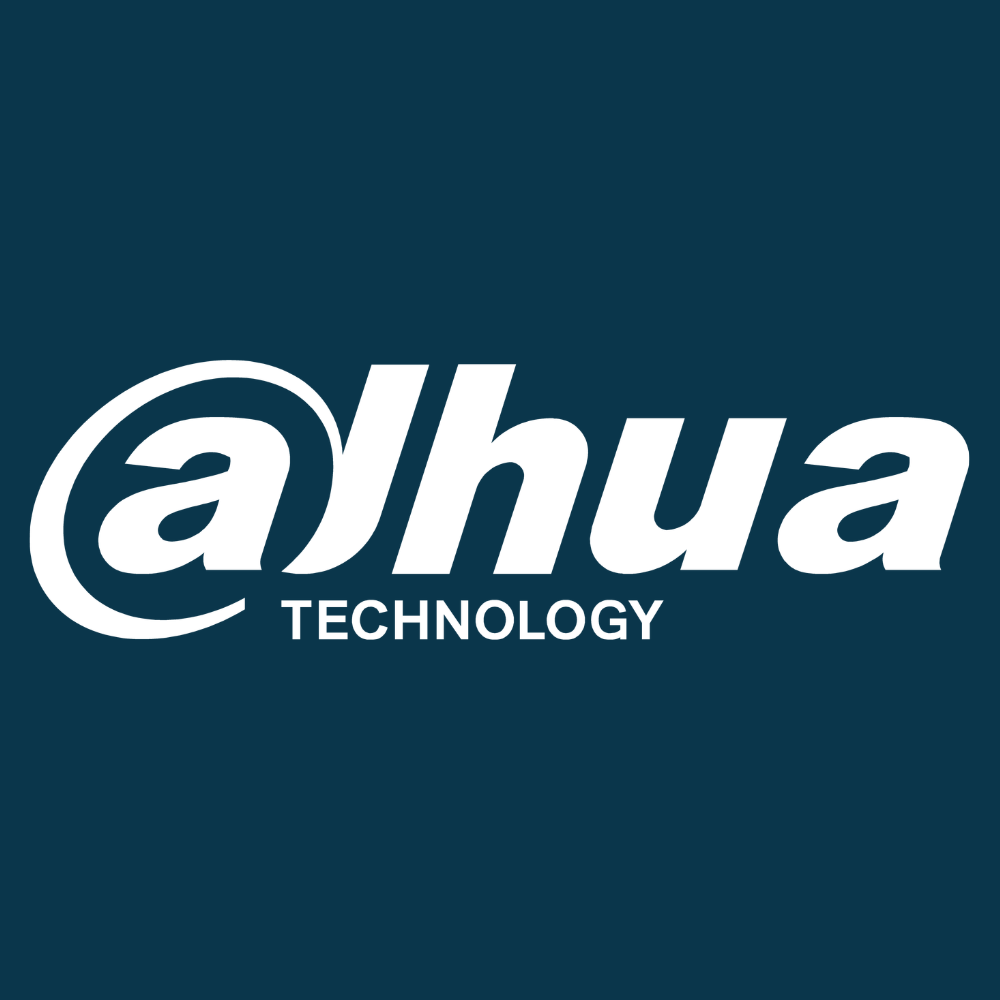 Dahua Technology logo in white on a dark blue background