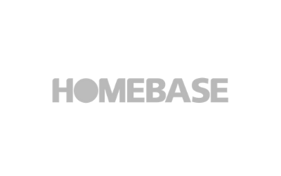 Homebase logo in light gray on a white background