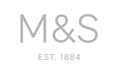 Light gray M&S logo with “EST. 1884” beneath it on a white background