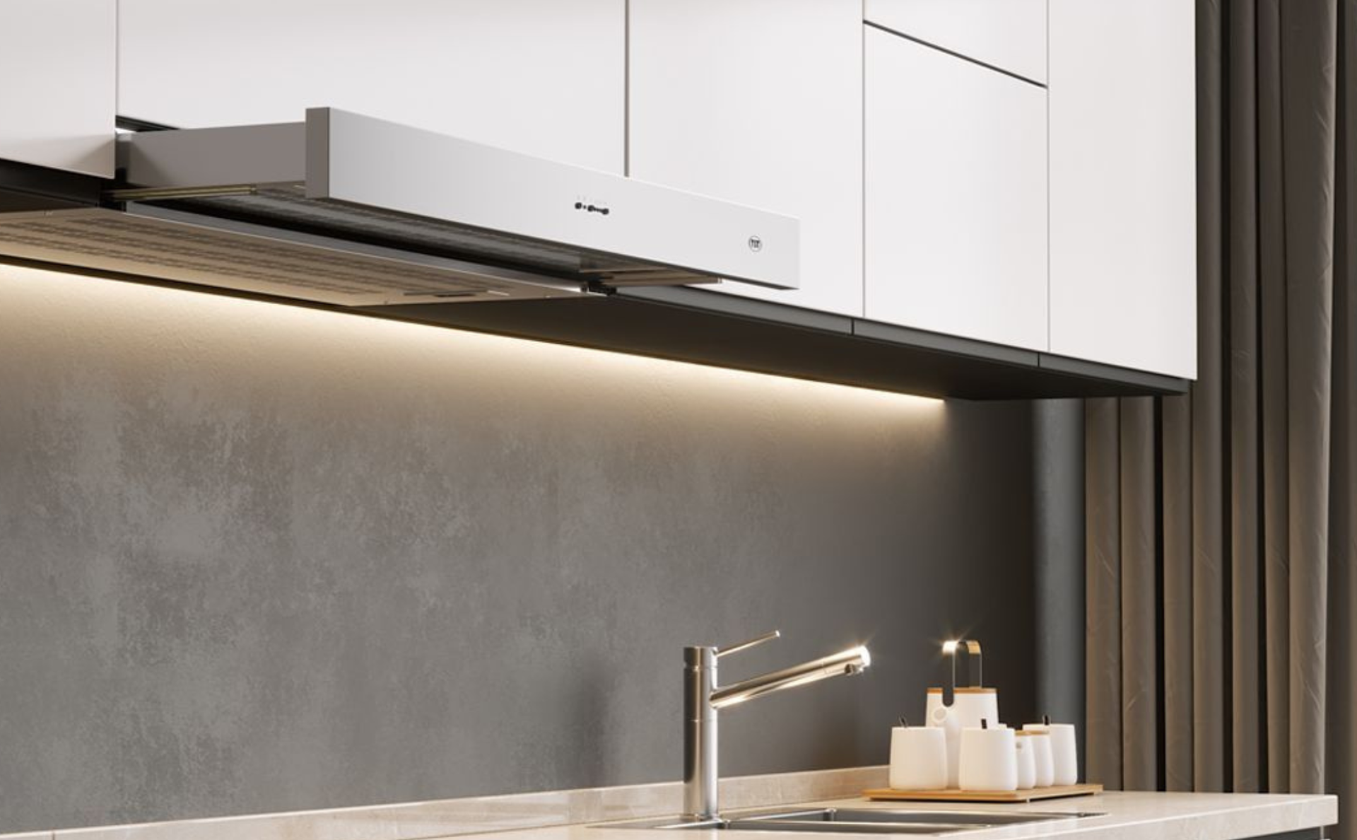 Cocina moderna con gabinetes blancos