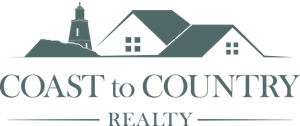 The logo for coast to country realty shows a house and a lighthouse.