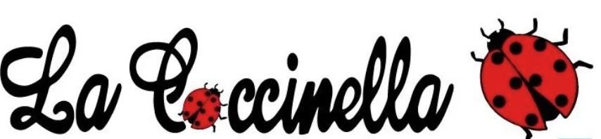 Logo La Coccinella con scritta nera e icone a forma di coccinella.