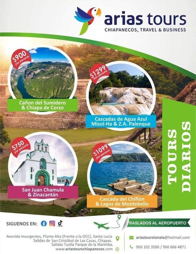 ARIAS TOURS CHIAPANECOS -  Tours diarios