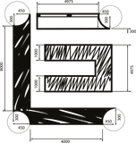 A black and white drawing of a letter l with measurements