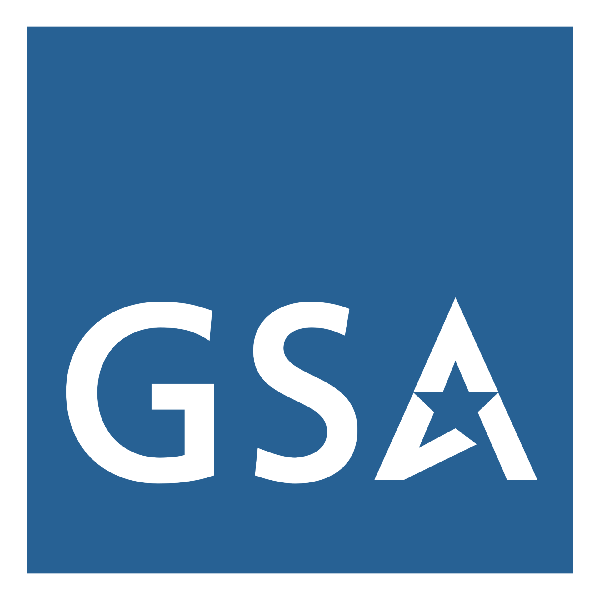 A blue square with the word gsa on it