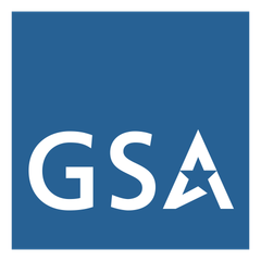 A blue square with the word gsa on it