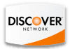 The discover network logo is orange and white on a white background.