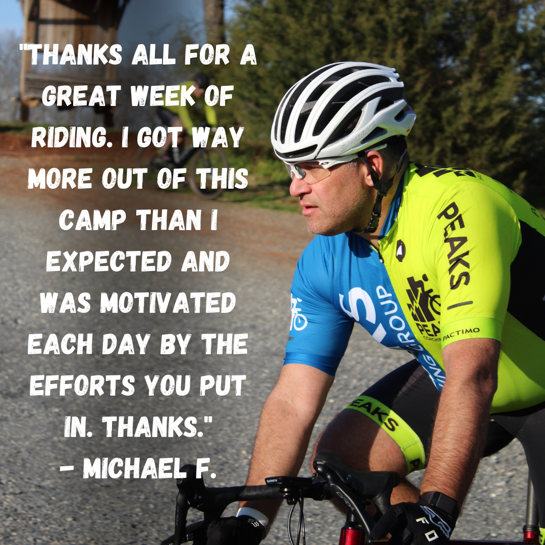 A man riding a bike with a quote from michael f.
