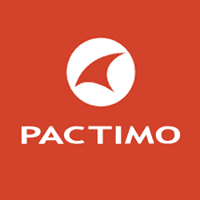 The pactimo logo is on a red background
