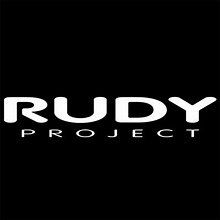 The rudy project logo is white on a black background.