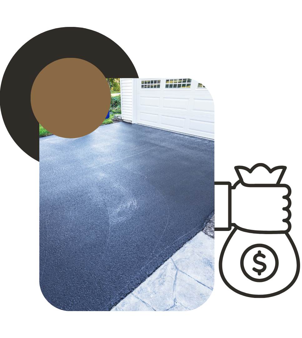 Concrete contractors using leveling equipment for driveway resurfacing project