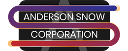 The logo for the anderson snow corporation is purple and red