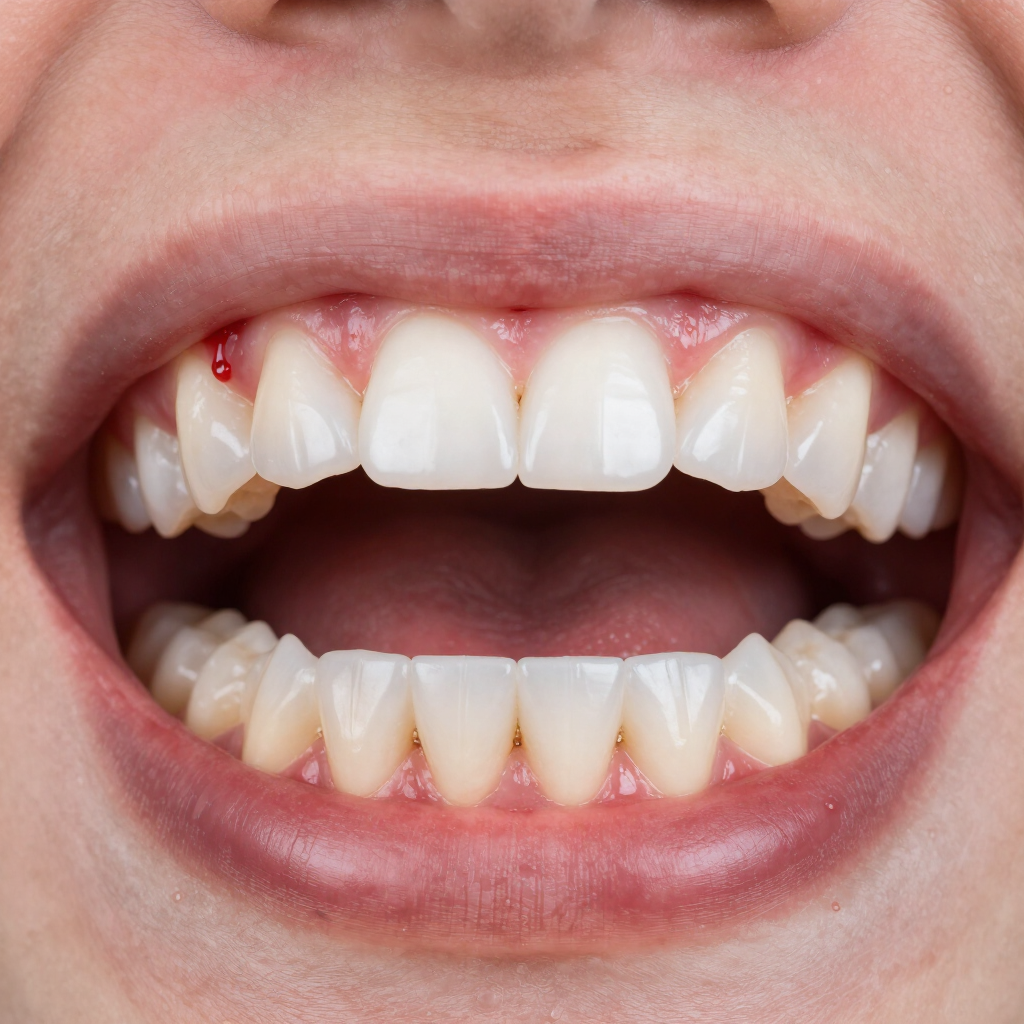 Inflamed bleeding gums as a sign of gum disease