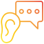 Orange ear and chat bubble accessibility icon with three dots