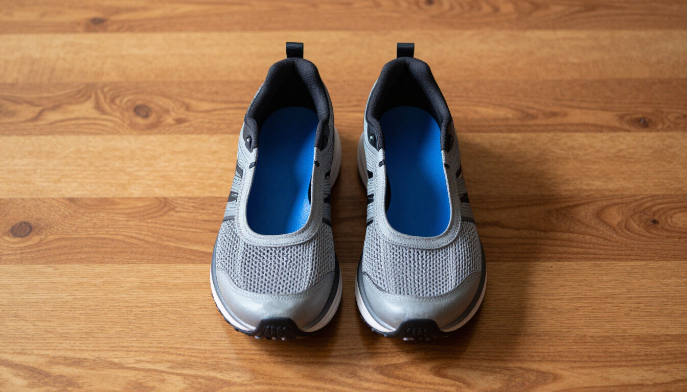 Modern running shoes with orthotic insert visible