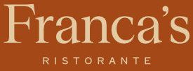 Franca’s Ristorante logo in cream text on a rust-red background