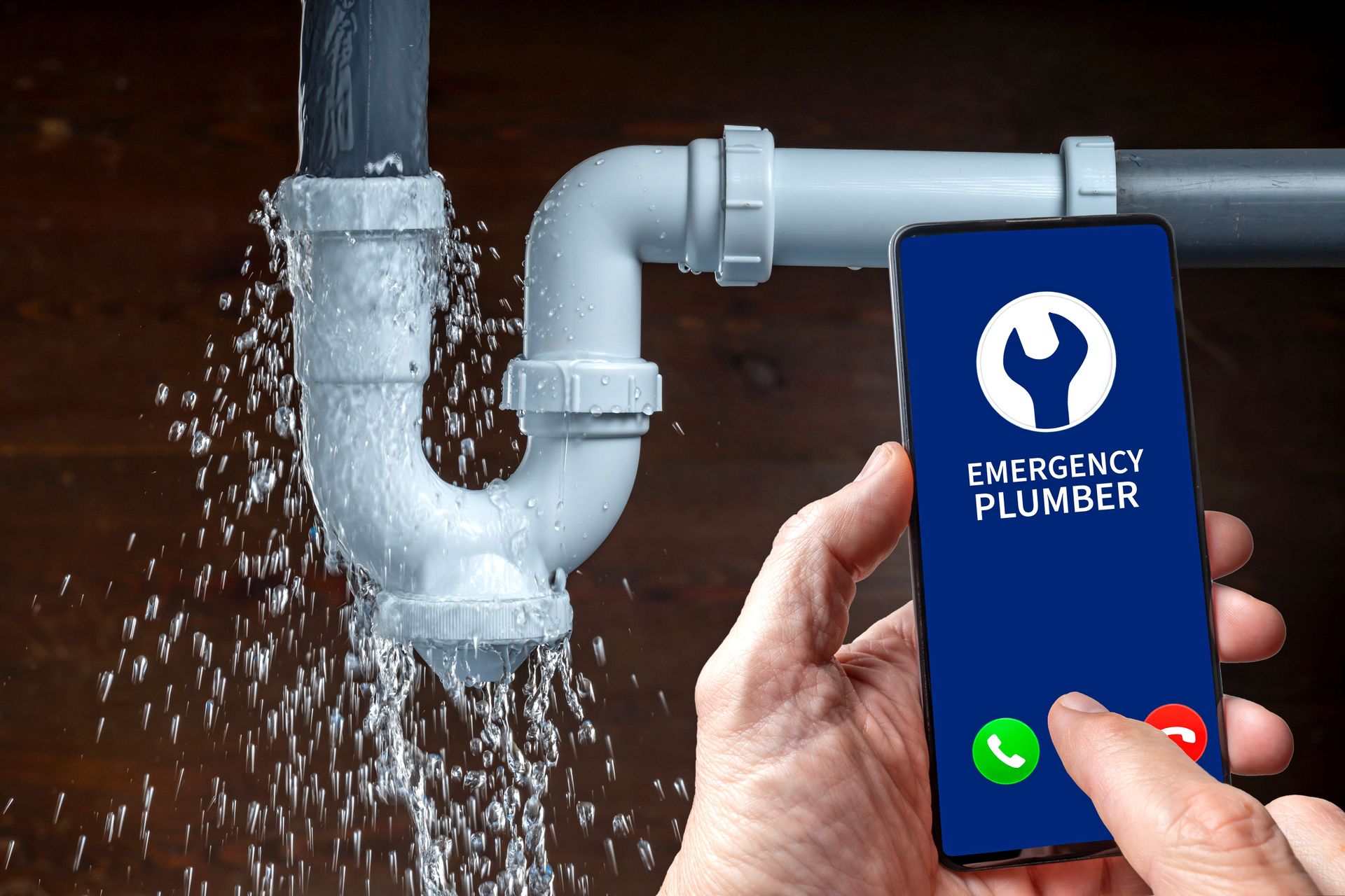 A licensed plumber responding to an emergency burst pipe call to help inside an Adelaide home.