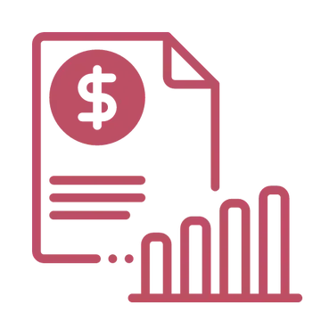 An icon of a paper with a dollar sign and a graph.