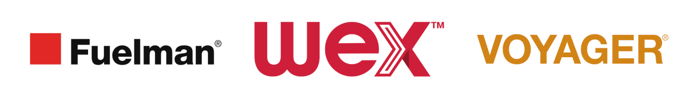 Fuelman, WEX, and Voyager logos on a white background