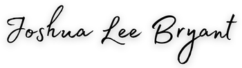 the name joshua lee bryant is written in cursive on a white background .