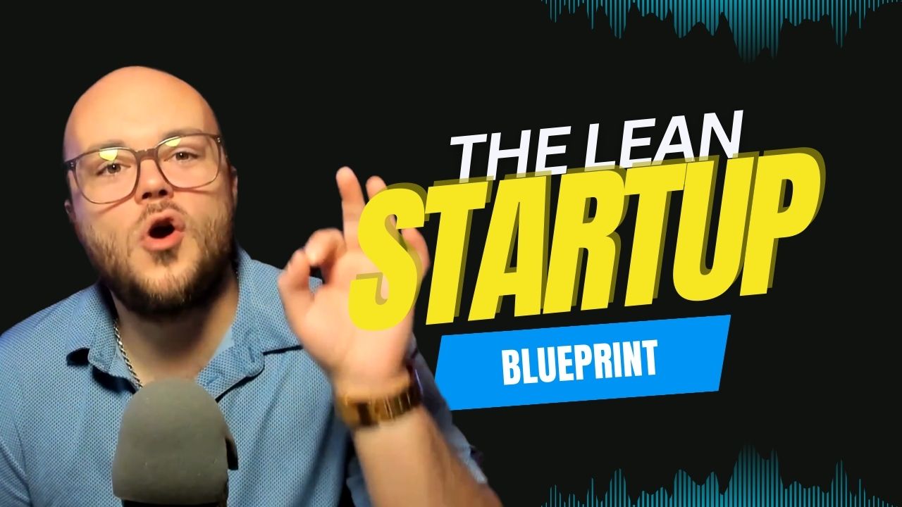a man in front of a background that says the lean startup blueprint.