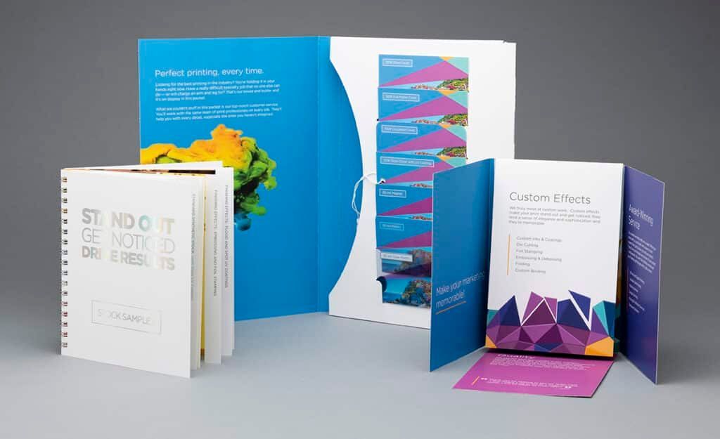 a bunch of brochures are sitting on a table