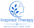 Inspired Therapy logo with blue line-art face and leaves, text: Melissa Pazen, MSW LCSW