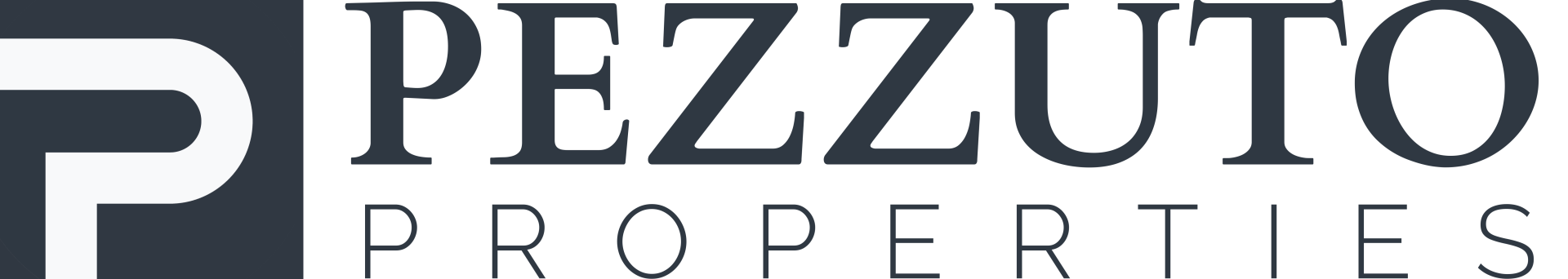 A logo for pezzuto properties is shown on a white background