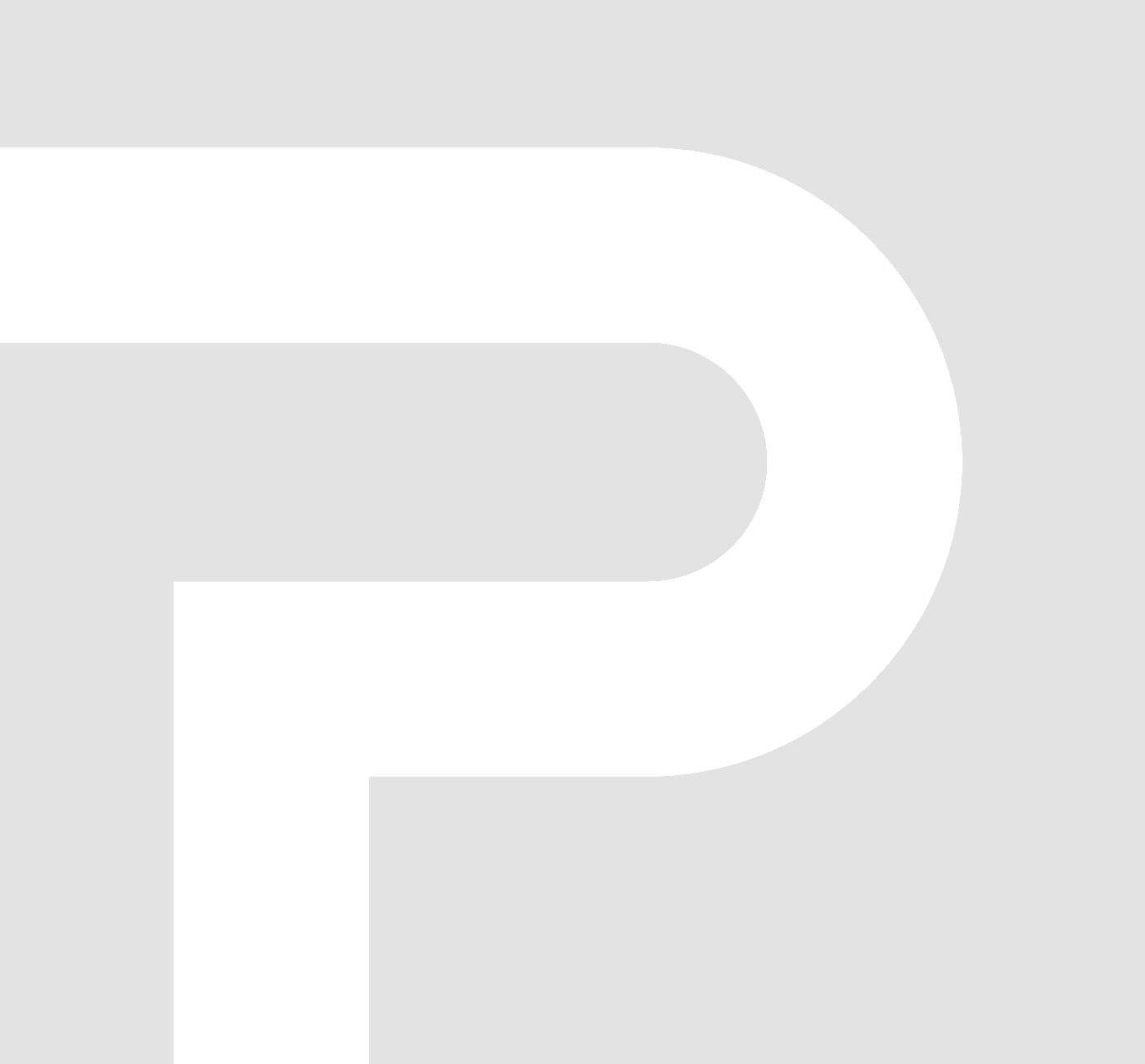 A white letter p on a gray background.