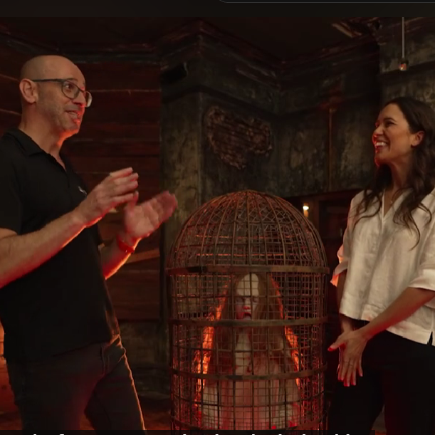 Destination WA presenter Amberley Lobo interviewing co-founder Bernie Janes inside Escape This North