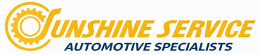 Sunshine Service Automotive Specialists logo in yellow, orange, and blue with gear icon | Sunshine Service Automotive Specialists