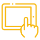 Yellow outline icon of a hand tapping a rectangular screen or window | Sunshine Service Automotive Specialists