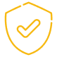 Yellow outline shield with a checkmark inside, symbolizing security or verified protection | Sunshine Service Automotive Specialists