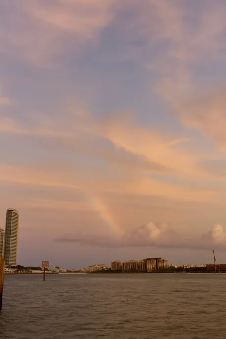 Sunset views during 90 min Miami Sunset Cruises as the sky reflects over the water.
