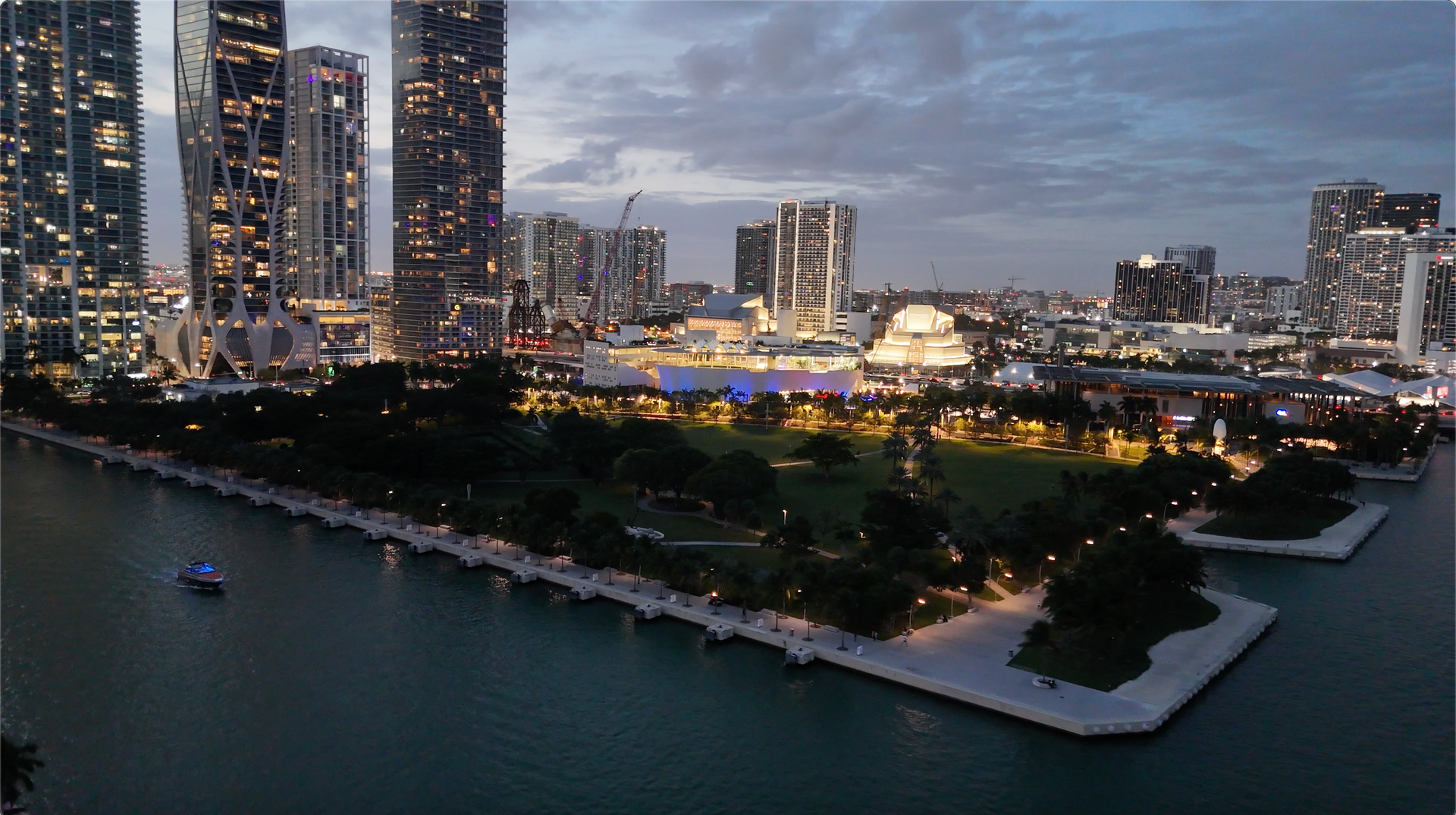 The Miami Skyline from our Miami Sunset Boat tour