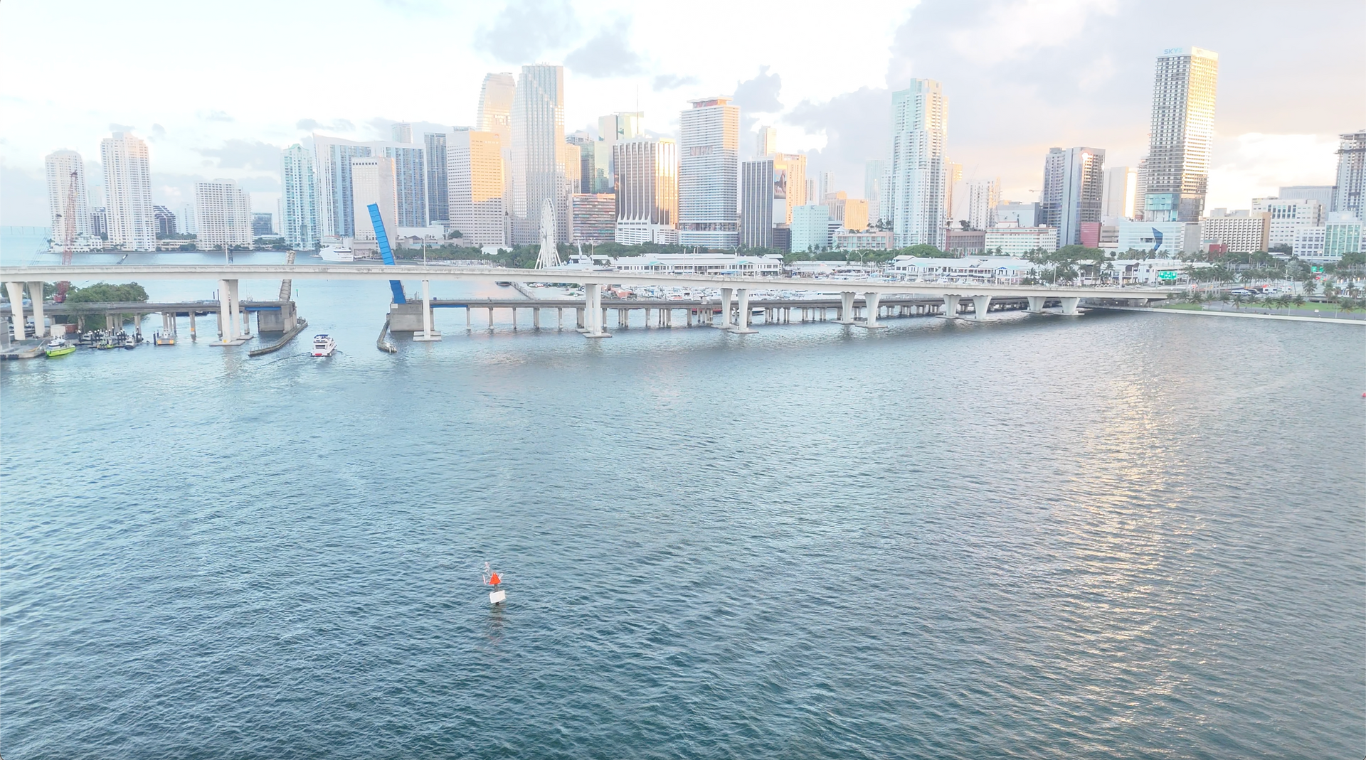 Miami's iconic landmarks, on a night cruise