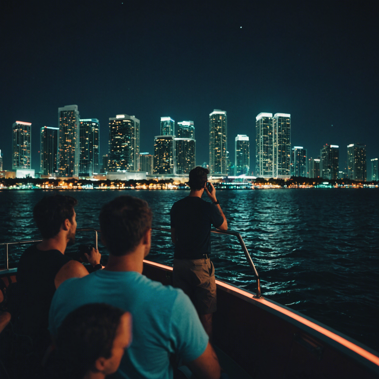 a Miami Night Cruise on south beach in Biscayne Bay Miami Boat Tours during Miami Night