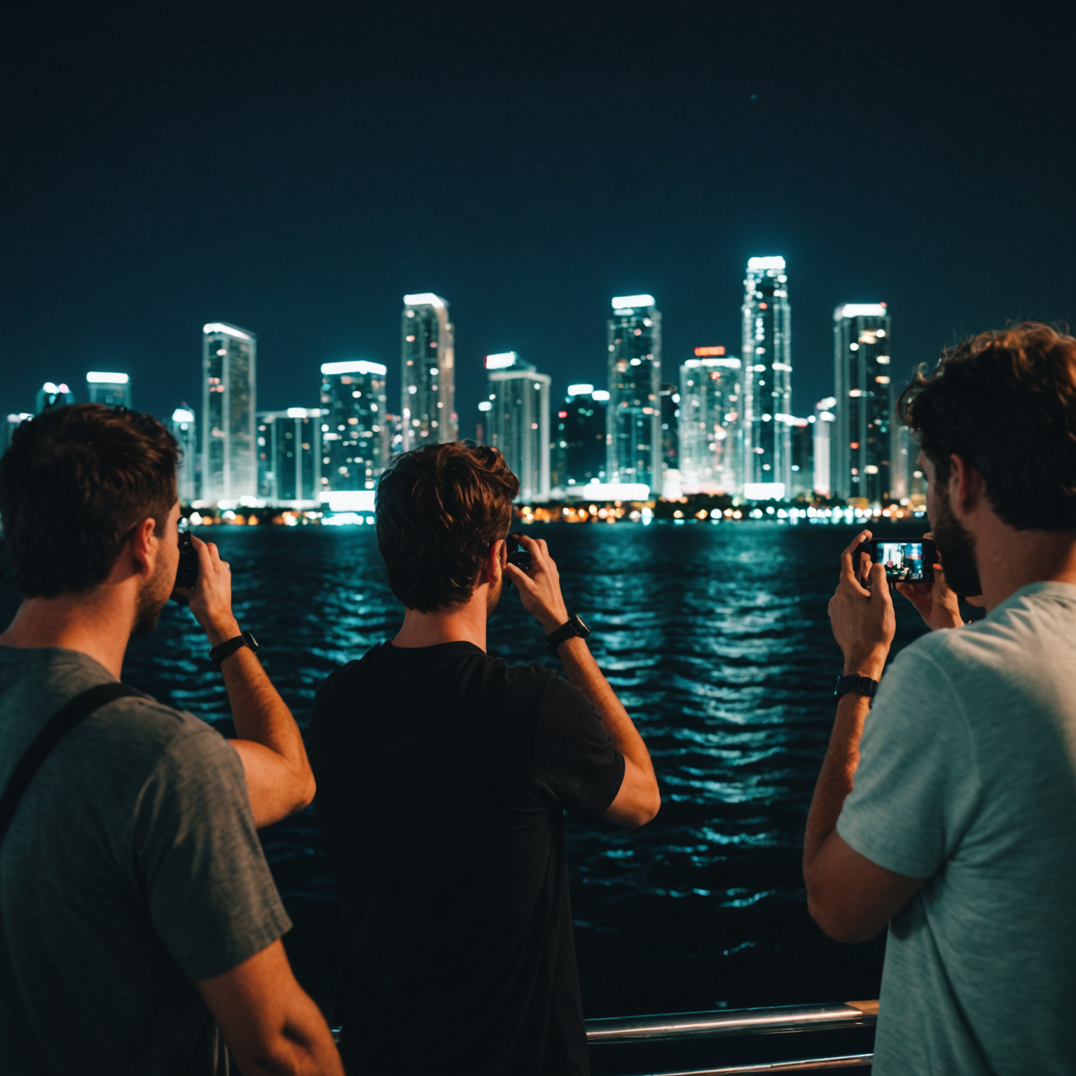Miami Skyline, South Beach, Miami Beach on Biscayne Bay from Downtown Miami, Palm Island